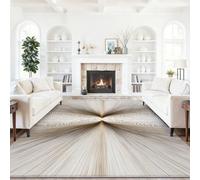 Générique Tapis Salon 90 x 120 cm, Tapis Imprimé Minimalisme Lignes Verticales Lumière Et Ombre Lavable Antidérapant - Decoration Chambre Maison Poil Ras Doux Beige