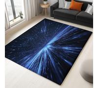 Générique Tapis Salon 90 x 150 cm Futurisme Vitesse De La Lumière Bleue Lavable en Machine Tapis de Chambre Antidérapant, pour Manger, Bureau & Plus Durable & Écologiqu Poils Ras Moquette, Bleu