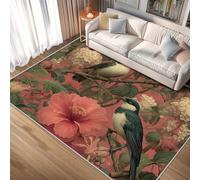 Générique Tapis Salon 90x150 cm Oiseau Fleur, Tapis Imprimé Fleurie, pour Chambre à Coucher, Descente de Lit, Moquette Decoration Interieur, Lavable, Poil Ras, Antidérapant A(3)