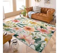 Générique Tapis Salon à Poils Courts Antidérapant 60x90 cm 3D Plantes Fleurs Super Doux Decoration Maison Interieur Paillasso de Sol Gamer Vert Lavable Machine Imprimés Doux Tapis