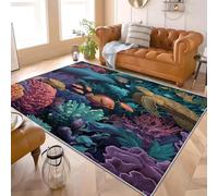 Générique Tapis Salon à Poils Courts Antidérapant 60x90 cm Monde sous-Marin ThèMe Super Doux Decoration Maison Interieur Paillasso de Sol Gamer Bleu Lavable Machine Imprimés Doux Tapis