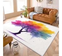 Générique Tapis Salon à Poils Courts Antidérapant Arbre Abstrait à L'Aquarelle éLéMents 140x200 cm Super Doux Decoration Maison Interieur Paillasso Blanc Lavable Machine Imprimés Doux Tapis