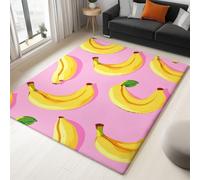 Générique Tapis Salon à Poils Rose 140 x 200 cm Lavable en Machine Antidérapant Moquette, Fruit Banane Dessinée Main Tapis Poil Ras Doux et Facile d'entretien pour Chambre, Couloir, Bureau