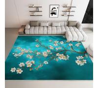 Générique Tapis Salon Abricotier Bleu 120x180cm Tapis Chambre Impression 3D Moderne, Moquette Antidérapant Lavable Machine, pour Salon Salle à Manger Bureau