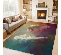 Générique Tapis Salon Aile d'ange, Tapis Ailes Plumes, Poils Antidérapant Courts Doux Moquette pour Salon Chambre Bureau pour Un Nettoyage Facile 120x120 cm P-&52