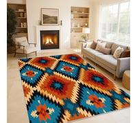 Générique Tapis Salon Amérindien, Tapis Sud-Ouest Navajo Aztèque, Poils Antidérapant Courts Doux Moquette pour Salon Chambre Bureau pour Un Nettoyage Facile 200 x 300 cm P-&99