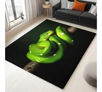 Générique Tapis Salon Animal Serpent Vert 80x150cm Tapis de Lavable Antidérapant Moderne, Poils Ras Super Doux, Moquette Décorer pour Chambre Salle à Manger et Cuisine