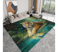 Générique Tapis Salon Animal Tigre Forêt Tropicale Modèle 140 x 200 cm Lavable en Machine Super Doux et Antidérapant Tapis Décoratif Salon Doux Poil Court pour Chambre Adulte, Salle à Manger