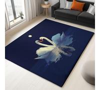 Générique Tapis Salon Animaux Amour Cygnes 100 x 150 cm Doux Antidérapant Tapis Décoratif de Chambre Lavable en Machine Tapis pour Entree Interieur Bleu Foncé de Chambre Salle a Manger