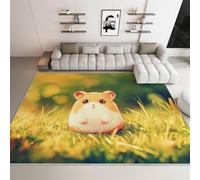 Générique Tapis Salon Anime Animaux Hamsters Lavable Pile Courte et Douce, Rectangulaire Tapis Chambre Intérieur Extérieur Dessous antidérapant 120x170 cm, Vert