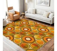 Générique Tapis Salon Annee 70 180x200 Lavable Motif Cercle Groovy Jaune Tapis Deco Chambre Fille Ado Adulte Interieur Moquette Chambre Descente De Lit Carpet Antidérapant Poil Court, HY5239