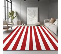 Générique Tapis Salon Antidérapant Minimalisme Rayures Abstrait Tapis Lavable en Machine, À Poils Courts - Antidérapant Tapis Interieur Salon Chambre Bureau 80 x 150 cm Rouge Et Blanc