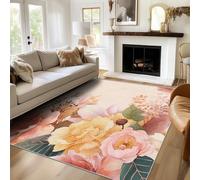 Générique Tapis Salon Aquarelle Florale 120x180cm, Fleur Rose Antidérapant Tapis Doux Poil Ras Lavable en Machine pour Cuisine Bureau Chambre & Salle à Manger X-M6