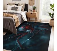 Générique Tapis Salon Araignée Noir, Grand Tapis Motif Toile D'araignée Rouge et Noire Chambre 160 x 200 cm, Antidérapant Lavable Doux à Poils Ras, Decoration Maison, Rouge Noir O-fd13