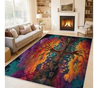 Générique Tapis Salon Arbre de Vie, Tapis Arbre Fantastique, Poils Antidérapant Courts Doux Moquette pour Salon Chambre Bureau pour Un Nettoyage Facile 160 x 230 cm P-&63