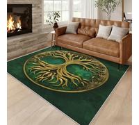 Générique Tapis Salon Arbre de Vie Viking 140x200 cm, Tapis Motif Arbre Fantastique Antidérapant Poils Ras Doux Lavable pour Chambre, Moquette Décoration Intérieure QAZ70