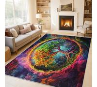 Générique Tapis Salon Arbre Fantastique, Tapis Arbre de Vie, Poils Antidérapant Courts Doux Moquette pour Salon Chambre Bureau pour Un Nettoyage Facile 120x170 cm P-&75