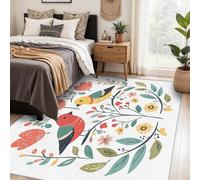 Générique Tapis Salon Art Populaire 200x300 cm, Tapis Feuille Fleur Botanique Oiseau pour Chambre, Moquette Antidérapant Lavable à Poils Ras, Décor à la Maison C&J99
