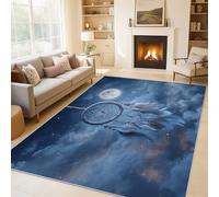 Générique Tapis Salon Attrape-Rêves, Tapis Lune Plumes, Poils Antidérapant Courts Doux Moquette pour Salon Chambre Bureau pour Un Nettoyage Facile 240 x 340 cm P-&52
