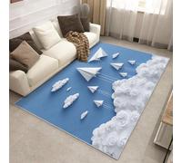 Générique Tapis Salon Avion en Papier, Tapis Enfants Garçons Filles, Poils Antidérapant Courts Doux Moquette pour Salon Chambre Bureau pour Un Nettoyage Facile 140 x 200 cm P-&116