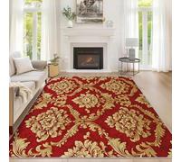Générique Tapis Salon Baroque Damassé 180x240 cm, Tapis Fleur Vintage pour Chambre, Moquette Antidérapant Lavable à Poils Ras, Paillasson Décor à La Maison C&J76