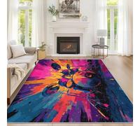 Générique Tapis Salon Batterie Coloré 120x160 cm, Tapis Motif Batterie Graffiti Antidérapant Poils Ras Doux Lavable pour Chambre, Moquette Décoration Intérieure QAZ85