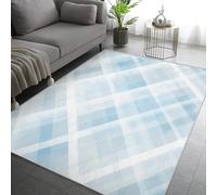 Générique Tapis Salon Bleu Plaid, Tapis Chambre Carreaux Tartan, Doux Flanelle Poil Court 80x150 cm - Lavable Antidérapant Paillasson H-11