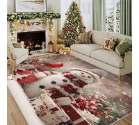 Générique Tapis Salon Bonhomme de Neige de Noël 140x200 cm, Tapis Cardinal Coffret Cadeau pour Chambre, Moquette Antidérapant Lavable à Poils Ras, Decoration Noel CL&J8