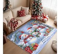 Générique Tapis Salon Bonhomme de Neige de Noël, Coffret Cadeau pour Sapin de Noël Tapis Poil Ras Doux Antidérapant 120x180cm pour Chambre Salle à Manger Bureau, Décoration d'intérieur ZY&L1