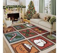 Générique Tapis Salon Bonhomme en Pain d'Épices 80x120 cm, Tapis Bonhomme de Neige de Noël pour Chambre, Moquette Antidérapant Lavable à Poils Ras, Decoration Noel CL&J6