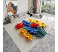 Générique Tapis Salon Bouquet Fait Main Papier découpé Modèle 140 x 200 cm Lavable en Machine Super Doux et Antidérapant Tapis Décoratif Salon Doux Poil Court pour Chambre Adulte, Salle à Manger