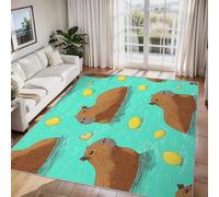 Générique Tapis Salon Capybara 80x150 cm, Tapis Animaux de Dessin Animé Citron pour Chambre, Moquette Antidérapant Lavable à Poils Ras, Décor à la Maison C&J79