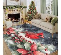Générique Tapis Salon Cardinal 80x150 cm, Tapis Baie Branches de Pin pour Chambre, Moquette Antidérapant Lavable à Poils Ras, Decoration Noel CL&J10