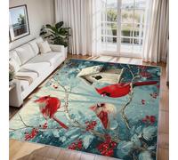 Générique Tapis Salon Cardinal, Tapis Fleurs Oiseaux Plantes, Poils Antidérapant Courts Doux Moquette pour Salon Chambre Bureau pour Un Nettoyage Facile 240 x 340 cm P-&2