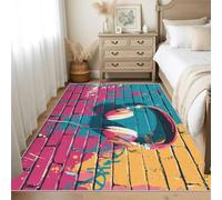 Générique Tapis Salon Casque Audio Graffiti 80x120 cm, Tapis Motif Mur de Brique Rustique Antidérapant Poils Ras Doux Lavable pour Chambre, Moquette Décoration Intérieure QAZ101