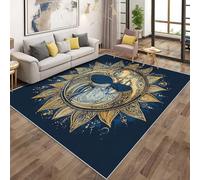 Générique Tapis Salon Céleste, Tapis Astrologie Soleil et Lune Chambre Antidérapant Doux, Poils Courts Lavable pour Entree Interieur Salle à Manger et Bureau 240x340cm QAZ25