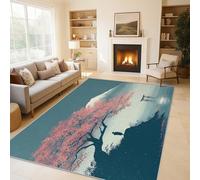 Générique Tapis Salon Cerisiers en Fleurs Paillasson Interieur Entree Mont Fuji 60x90 cm, Moquette de Sol Doux et Antiderapant à Poils Courts, Tapis Sol Décor à La Maison C&J47