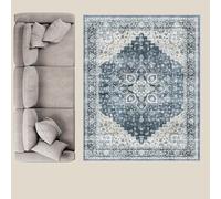 Générique Tapis Salon Chambre Adulte Salle a Manger Cuisine Décoration Maison,Vintage Cream Blanc Floral Traditional,Gris Bleu,155 x 245 cm