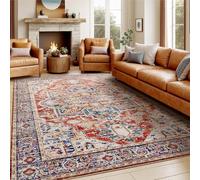 Générique Tapis Salon Chambre Canapé Convertible Salle a Manger Decoration Maison, Décoration Florale Vintage Rouge crème pour la Maison ou Le Bureau, Multicolore, 180 x 200 cm