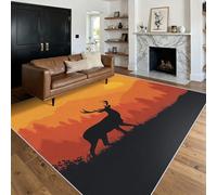 Générique Tapis Salon Chasse Cerf, Tapis Élan Forêt, Poils Antidérapant Courts Doux Moquette pour Salon Chambre Bureau pour Un Nettoyage Facile 80 x 150 cm P-&89