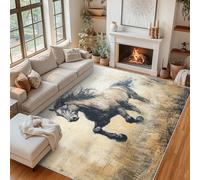 Générique Tapis Salon Cheval 160x230 cm, Tapis Motif Cheval au Galop Western Antidérapant Poils Ras Doux Lavable pour Chambre, Moquette Décoration Intérieure QAZ36