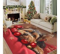 Générique Tapis Salon Chien de Noël 180x240 cm, Tapis Animaux Mignon pour Chambre, Moquette Antidérapant Lavable à Poils Ras, Decoration Noel CL&J14