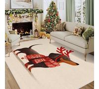 Générique Tapis Salon Chien de Noël, Paillasson Interieur Entree Animaux Mignon 50x80 cm, Moquette de Sol Doux et Antiderapant à Poils Courts, Tapis Sol Decoration Noel CL&J2