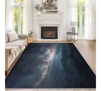 Générique Tapis Salon Ciel Étoilé, Tapis Univers Galaxie, Poils Antidérapant Courts Doux Moquette pour Salon Chambre Bureau pour Un Nettoyage Facile 120x120 cm P-&34