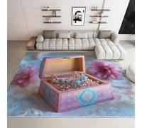 Générique Tapis Salon Coffret à Bijoux Romantique Perles - Tapis à Poils Courts Lavable en Machine Doux Antidérapant 140x200 cm, pour Chambre à Coucher, Salle à Manger, Couloir, Cuisine, Entrée