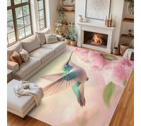 Générique Tapis Salon Colibri Paillasson Interieur Entree Oiseau Fleur Rose 50x80 cm, Moquette de Sol Doux et Antiderapant à Poils Courts, Tapis Sol Décor à la Maison C&J94