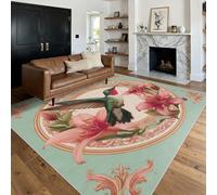 Générique Tapis Salon Colibri, Tapis Lys Rose Rouge, Poils Antidérapant Courts Doux Moquette pour Salon Chambre Bureau pour Un Nettoyage Facile 180 x 240 cm P-&79