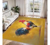 Générique Tapis Salon Coq Paillasson Interieur Entree Animaux de la Ferme Ouest 60x90 cm, Moquette de Sol Doux et Antiderapant à Poils Courts, Tapis Sol Décor à la Maison C&J79