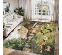 Générique Tapis Salon Coq Rustique, Tapis Ferme Village, Poils Antidérapant Courts Doux Moquette pour Salon Chambre Bureau pour Un Nettoyage Facile 240 x 340 cm P-&33