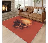 Générique Tapis Salon Crâne de Feu 240x340 cm, Tapis Motif Squelette Horreur Abstraite Antidérapant Poils Ras Doux Lavable pour Chambre, Moquette Décoration Intérieure QAZ70